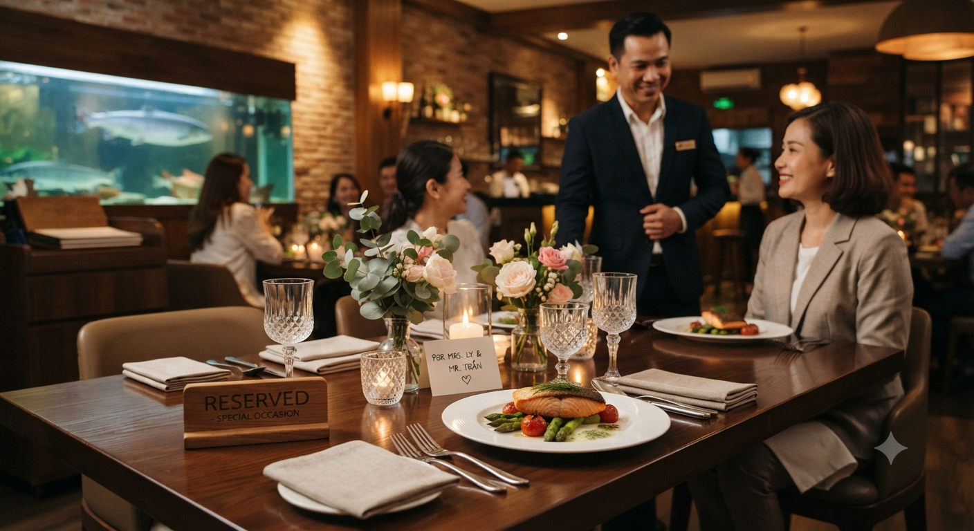 Đặt bàn trước và thông báo nhu cầu đặc biệt